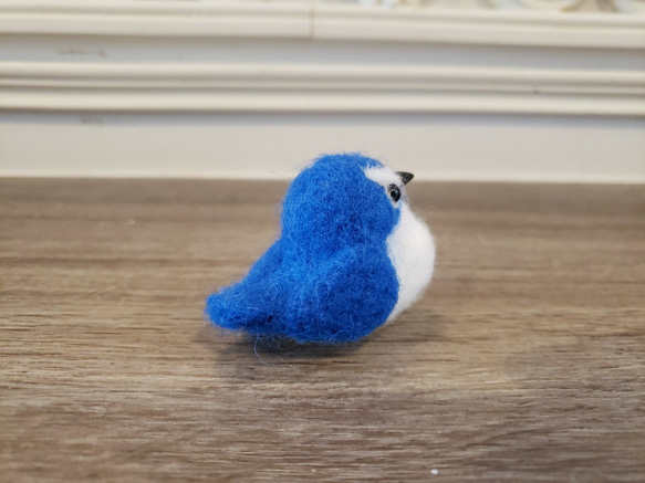 羊毛フェルト　置物　幸せの青い鳥　ルリビタキ　　　　　　　　f00052 6枚目の画像