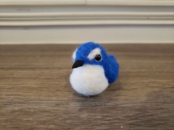 羊毛フェルト　置物　幸せの青い鳥　ルリビタキ　　　　　　　　f00052 2枚目の画像
