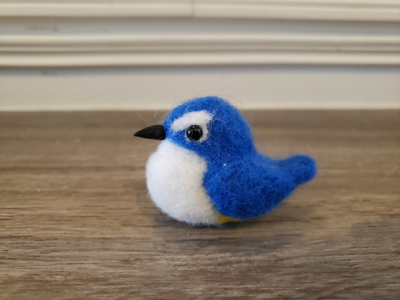 羊毛フェルト　置物　幸せの青い鳥　ルリビタキ　　　　　　　　f00052 3枚目の画像
