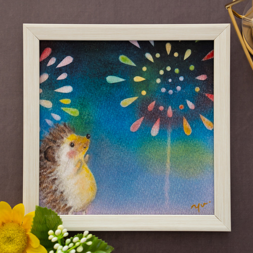 絵画　水彩画　パステル画　※フレーム含む Watercolor & Jesus pastel, F8 ひまわりが枯れる前に、もう一枚