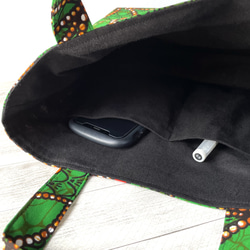 ♦︎再販♦︎ アフリカ布　トートバック　マリーゴールド　グリーン　アフリカン 9枚目の画像