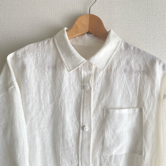 【国産遠州織物】リネンの定番オーバーシルエットシャツ【ホワイト】 2枚目の画像