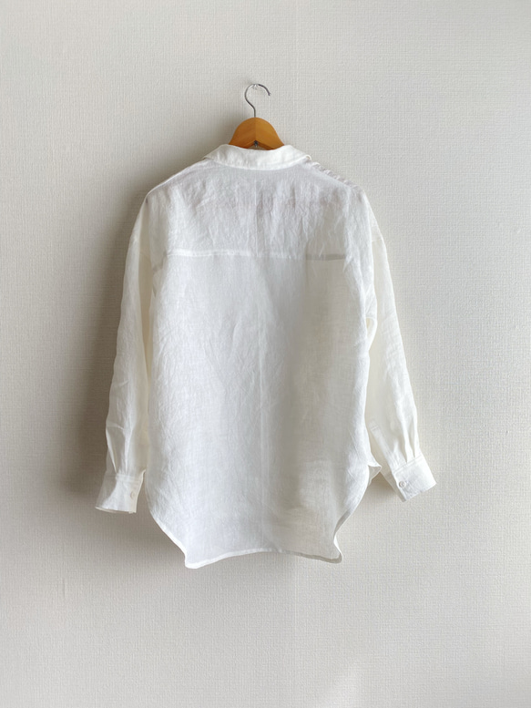【国産遠州織物】リネンの定番オーバーシルエットシャツ【ホワイト】 10枚目の画像