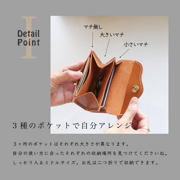 New!!【送料無料】手に馴染む ミドルサイズのお財布 -Palm Wallet- ／厳選レザー5色展開 7枚目の画像