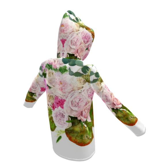 梅雨対策アイテム【受注製作】和バラと竹の花　レインコート　防水ジャケット 11枚目の画像