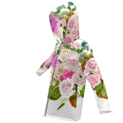 梅雨対策アイテム【受注製作】和バラと竹の花　レインコート　防水ジャケット 14枚目の画像