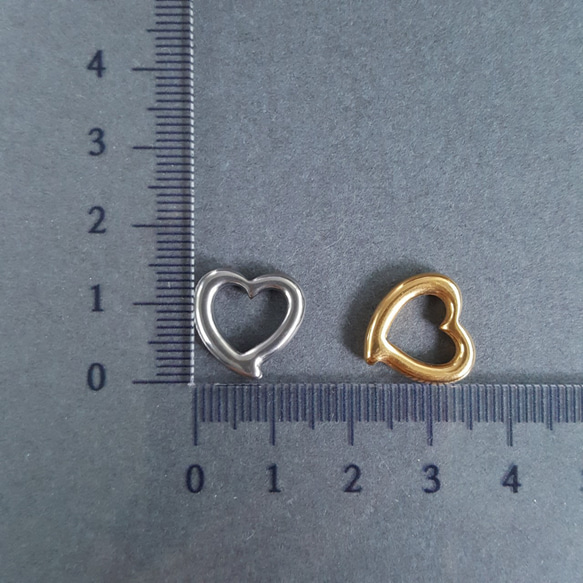 [2pcs] オール サージカル ステンレス ハートパーツ  金属アレルギー対応 4枚目の画像