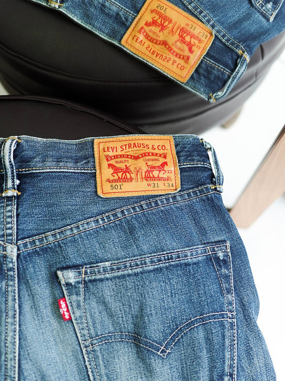 levis / 501 W31 破壞刷色青春 男牛仔短褲 自改古著 vintage 第5張的照片