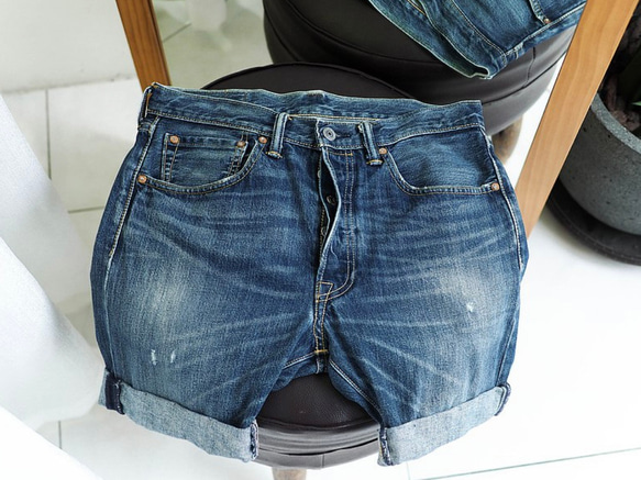 levis / 501 W31 破壞刷色青春 男牛仔短褲 自改古著 vintage 第1張的照片