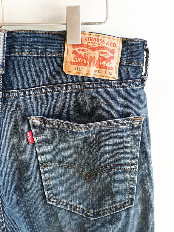 levis / 511 W32 輕淺青澀灰海藍 男牛仔短 褲自改古著 vintage 第5張的照片