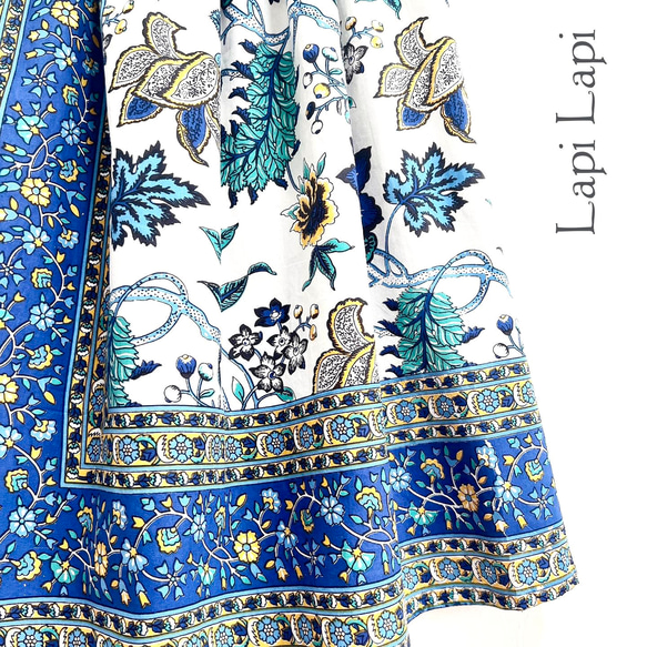 【新作】インド綿ギャザースカート ウルトラマリン 2枚目の画像