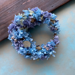 《NEW》空色の紫陽花❋三日月リース/ラッピング込み 3枚目の画像
