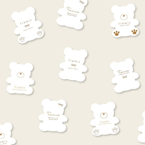 名入れ 〉アクセサリー台紙 くま ショップカード ダイカット タグ