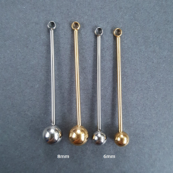 [2pcs] オール サージカル ステンレス  6mm スティック パーツ 金属アレルギー対応 6枚目の画像