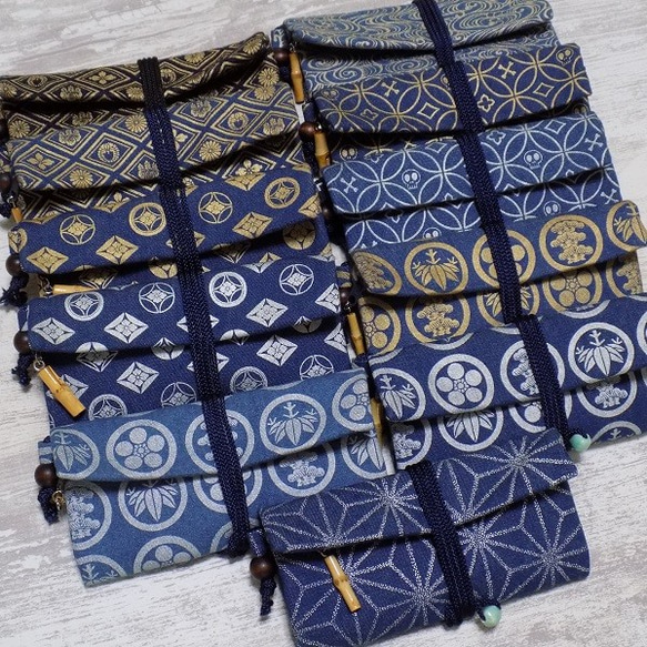 再入荷　金彩工芸　麻の葉　銀仕上げ　デニム「道中財布」 12枚目の画像