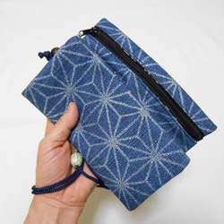 再入荷　金彩工芸　麻の葉　銀仕上げ　デニム「道中財布」 10枚目の画像