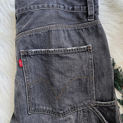 levis / W38 素面黑灰 男丹寧牛仔短褲 工作版 型自改古著 vintage 第7張的照片