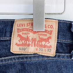 levis / 510 W30 深藍純素面反摺 男丹寧牛仔 短褲自改古著 vintage 第6張的照片