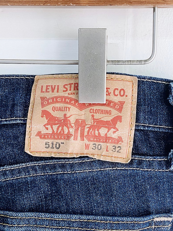 levis / 510 W30 深藍純素面反摺 男丹寧牛仔 短褲自改古著 vintage 第6張的照片