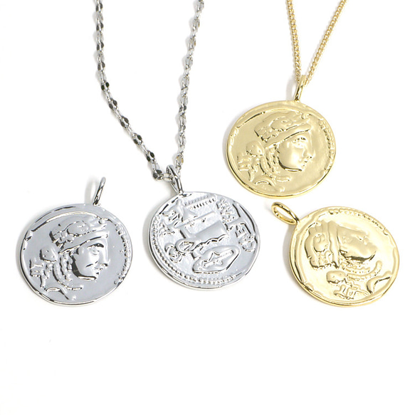 全新【1 件】約 19 毫米 Vintage Medallion 光澤銀吊飾 NF 羅馬皇帝凱撒 第4張的照片