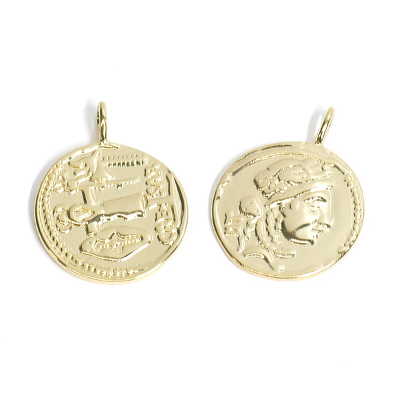 全新【1 件】約 19 毫米 Vintage Medallion 光澤金吊飾 NF 羅馬皇帝凱撒 第2張的照片