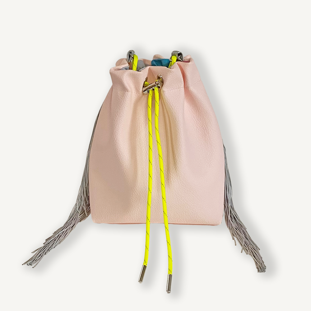 “受注制作” Fringe Kinchaku "L.Pink×Fluorescent Yellow"