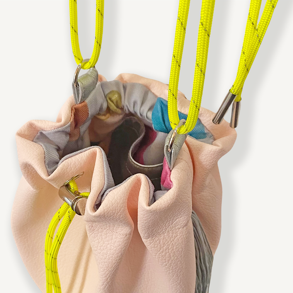 “受注制作” Fringe Kinchaku "L.Pink×Fluorescent Yellow"