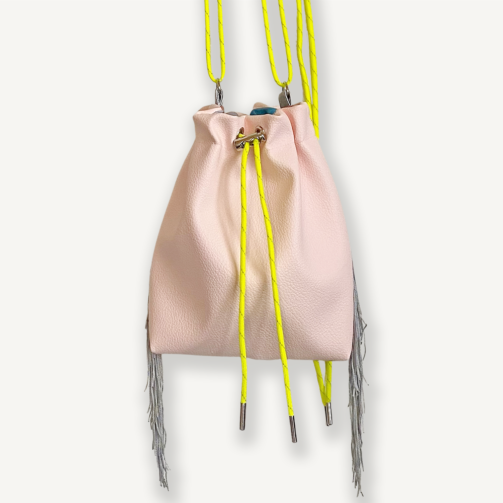 “受注制作” Fringe Kinchaku "L.Pink×Fluorescent Yellow"