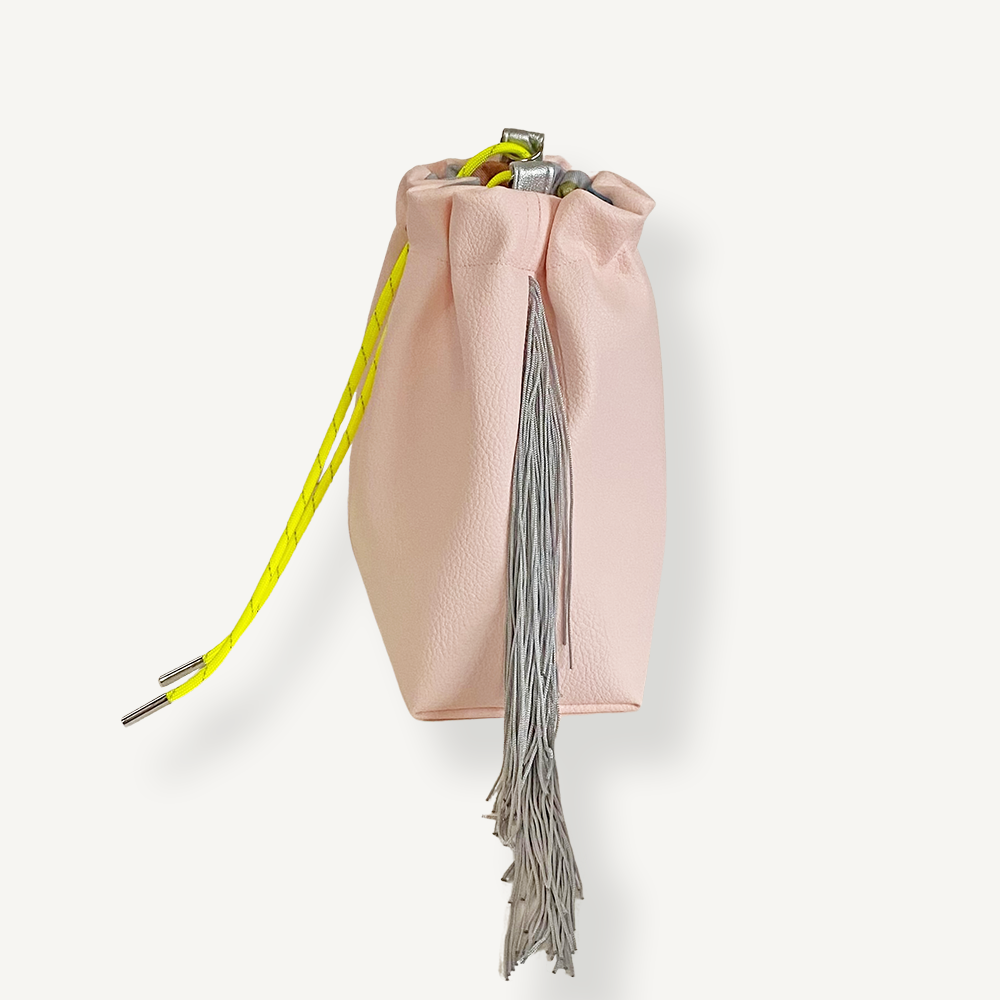 “受注制作” Fringe Kinchaku "L.Pink×Fluorescent Yellow"