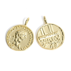 全新 [1 件] 約 18mm Vintage Medallion 光澤金吊飾 NF 希臘神話 第3張的照片
