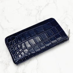 日本製　クロコダイル　マット仕上げ　上質　長財布　ロングウォレット　ラウンドファスナー　エキゾチックレザー 2枚目の画像