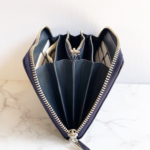 日本製 クロコダイル マット仕上げ ネイビー 上質 長財布 ロング