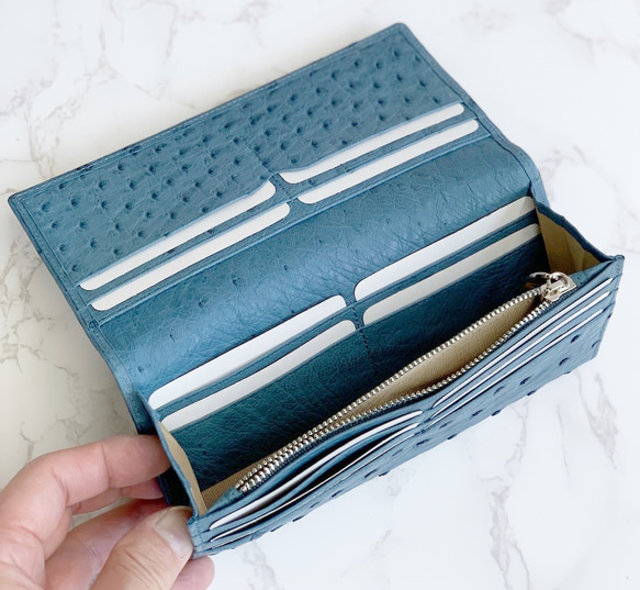 日本製　上質　クライン・カルー　オーストリッチ　薄型　ロングウォレット　長財布　 無双　エキゾチックレザー 8枚目の画像