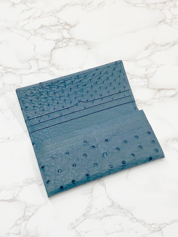 日本製　上質　クライン・カルー　オーストリッチ　薄型　ロングウォレット　長財布　 無双　エキゾチックレザー 2枚目の画像