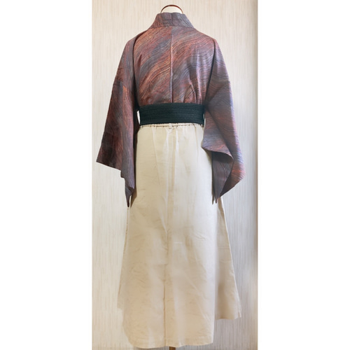 展示品　◇和洋 きものコーデ◇  セット売り　紫×ベージュ　ベルト付き ◇和洋 きものコーデ◇ セット売り 紫×ベージュ ベルト付き