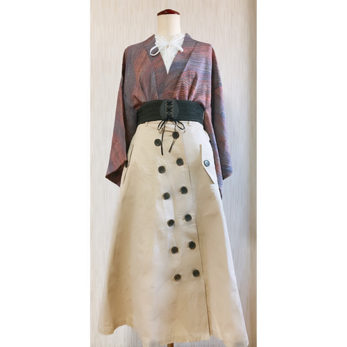 展示品　◇和洋きものコーデ◇  道行　セット売り　チュール　パープル　春　ベルト 展示品 ◇和洋きものコーデ◇ 道行 セット売り チュール パープル 春