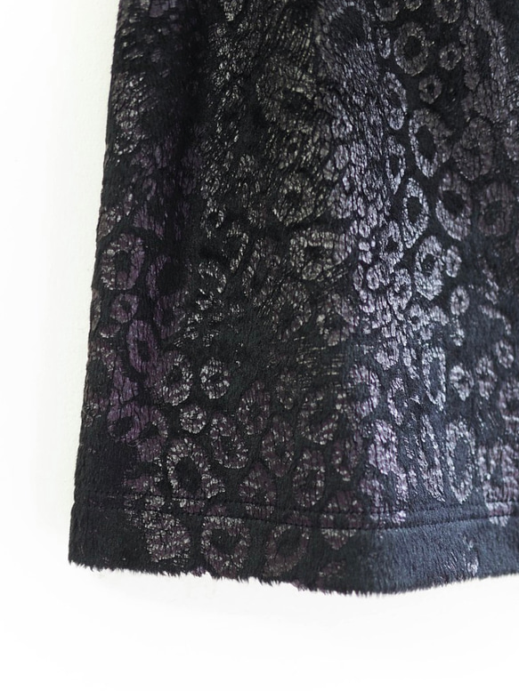 黒と紫のブロンズクラックルレオパードプリントユースログアンティークヴィンテージゴールドベルベットAラインスカートスカートヴィンテ 3枚目の画像