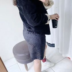 黑紫色燙金裂紋豹紋青春日誌 古董古著金絲 絨A字裙 skirt vintage 第9張的照片