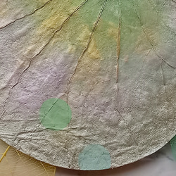 【Creema限定で送料無料!】天然の蓮の葉とギルディング和紙の両面アート！ 癒しのボタニーペインティング 5枚目の画像