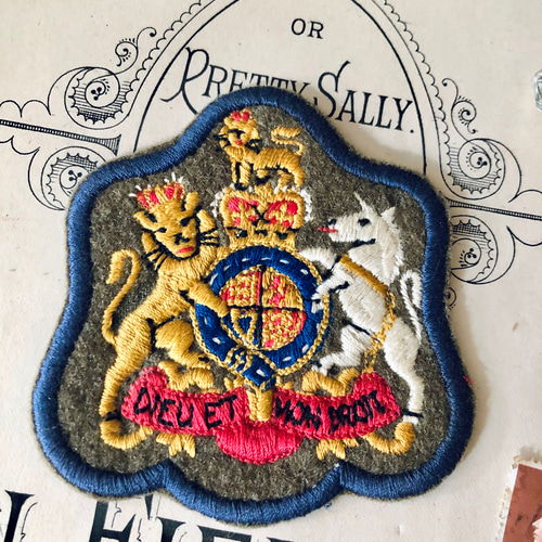 ユニコーンと百合の紋章(エンブレム) ヴィンテージ ステンドグラス