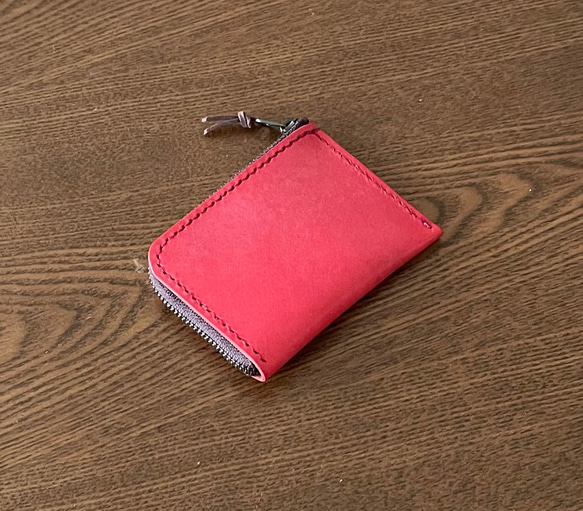 ロロマレザーのコインケース　ポーチ　カードケース　パスケース　赤 3枚目の画像