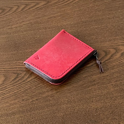 ロロマレザーのコインケース　ポーチ　カードケース　パスケース　赤 2枚目の画像