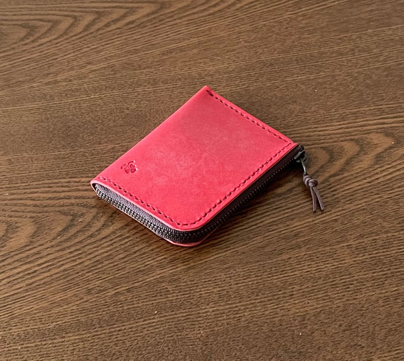 ロロマレザーのコインケース　ポーチ　カードケース　パスケース　赤 2枚目の画像