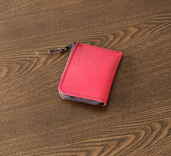 ロロマレザーのコインケース　ポーチ　カードケース　パスケース　赤 5枚目の画像