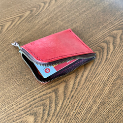 ロロマレザーのコインケース　ポーチ　カードケース　パスケース　赤 8枚目の画像