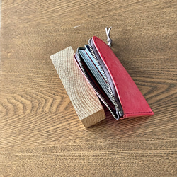 ロロマレザーのコインケース　ポーチ　カードケース　パスケース　赤 7枚目の画像