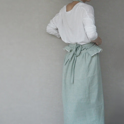 圍裙連衣裙 ☆ 棉麻工裝褲薄荷綠 第2張的照片