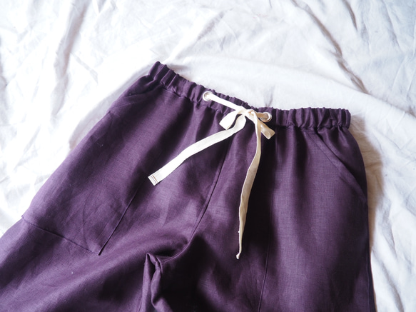 亞麻紫領休閒褲 第4張的照片