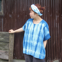 wide linen cotton square Tee 格子【受注製作】 4枚目の画像