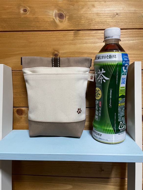 撥水帆布の消臭肉球マナーポーチ　口大きめ 6枚目の画像